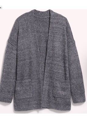 Oversized Cozy Open-Front Gray Women's Cardigan Sweater sz M